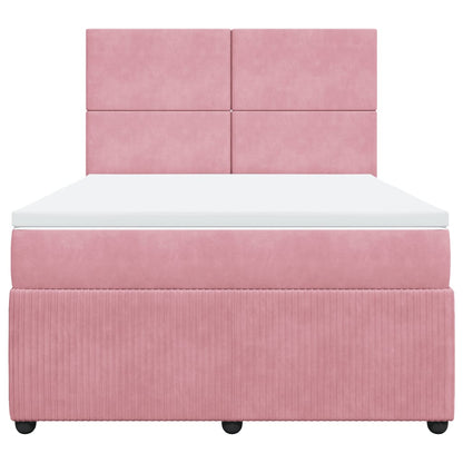 Boxspring met matras fluweel roze 140x200 cm