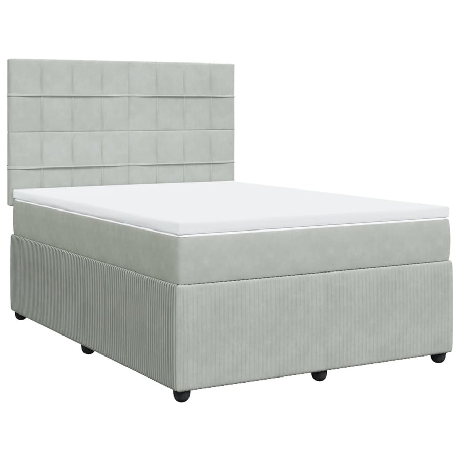 Boxspring met matras fluweel lichtgrijs 140x200 cm