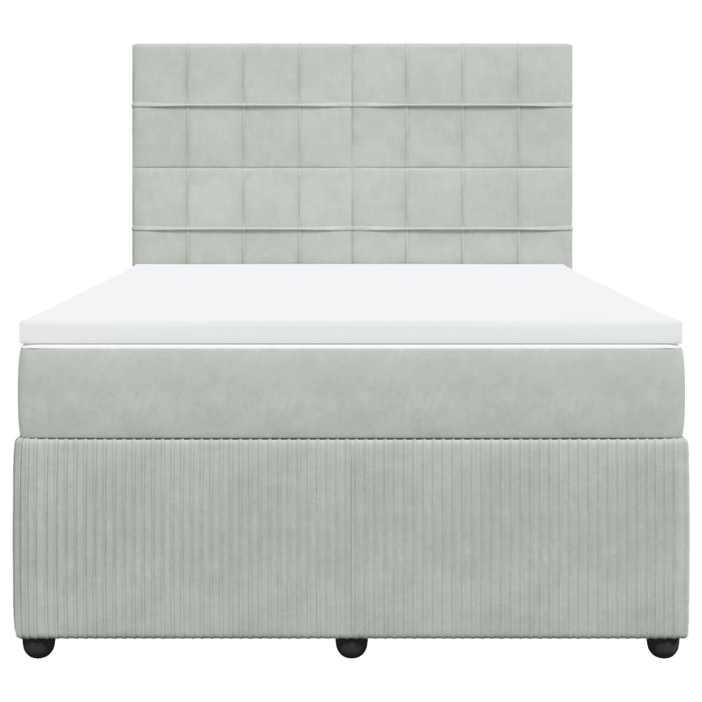 Boxspring met matras fluweel lichtgrijs 140x200 cm