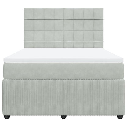 Boxspring met matras fluweel lichtgrijs 140x200 cm