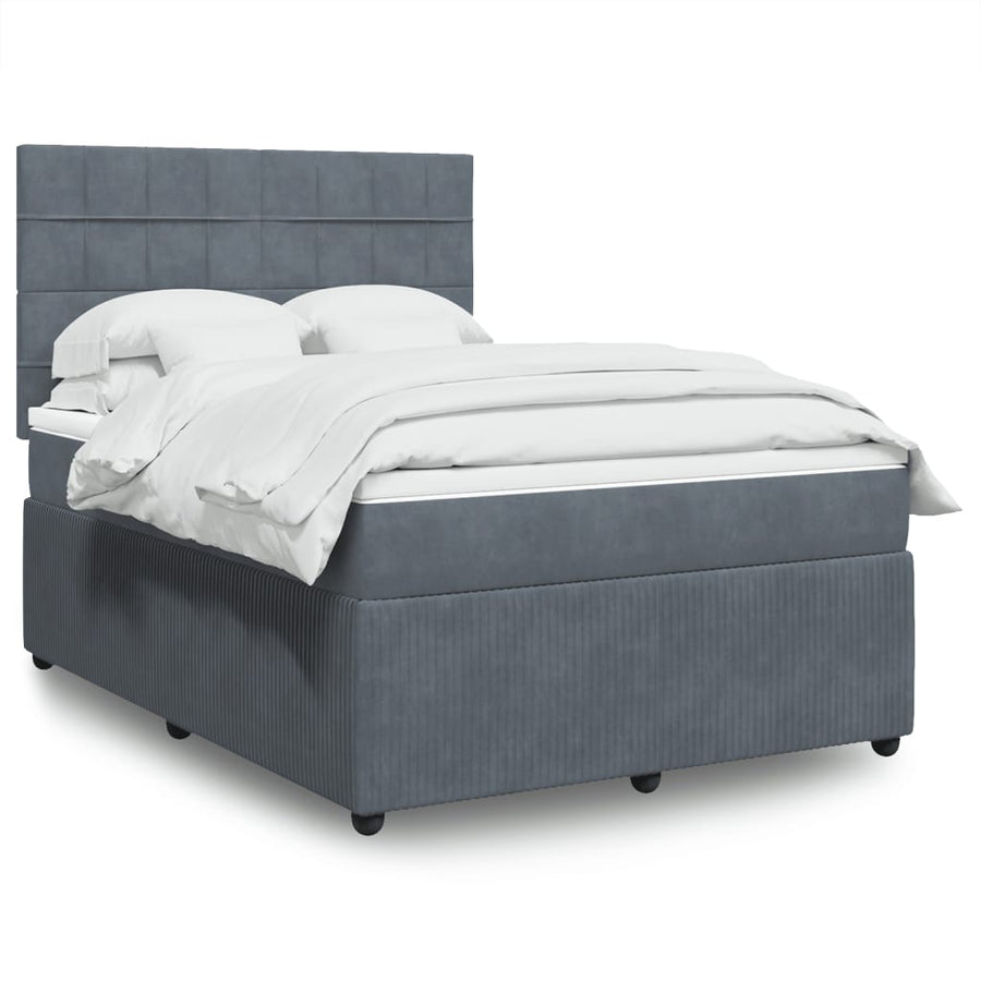 Boxspring met matras fluweel donkergrijs 140x200 cm