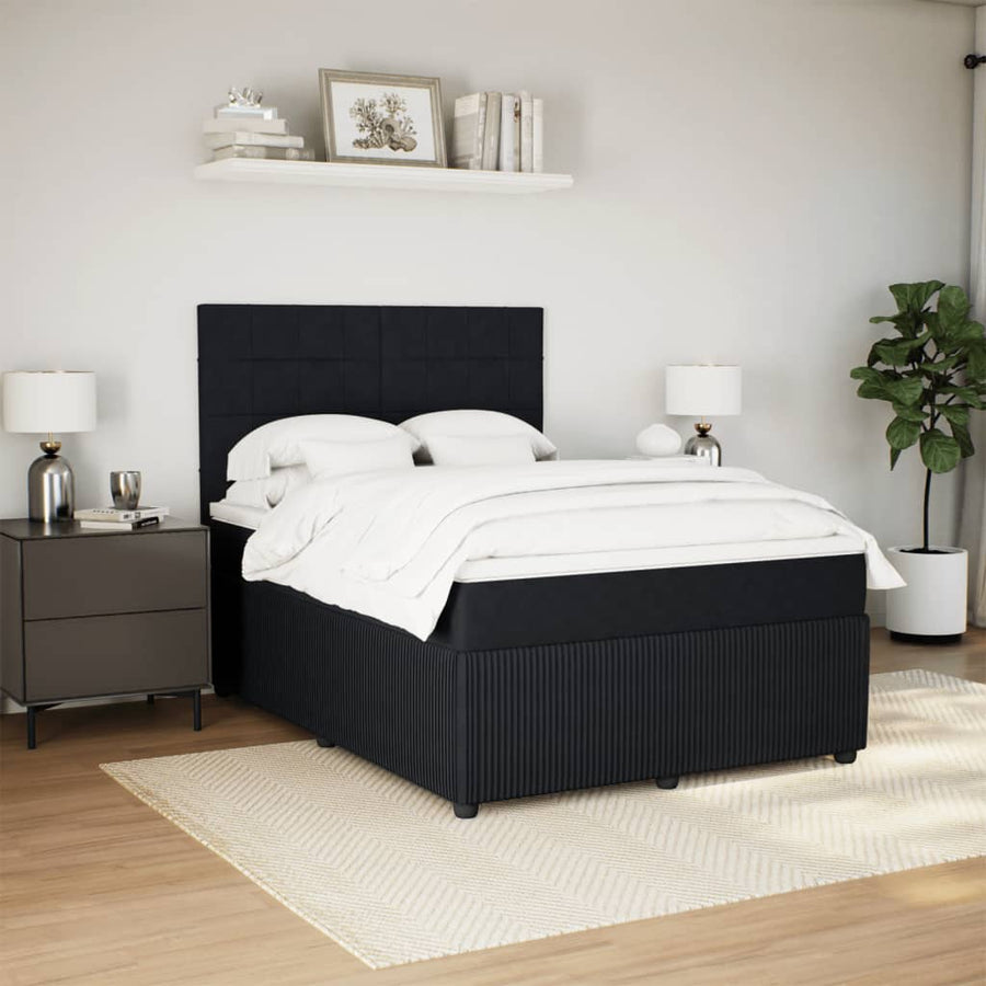 Boxspring met matras fluweel zwart 140x200 cm