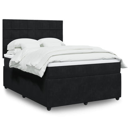 Boxspring met matras fluweel zwart 140x200 cm