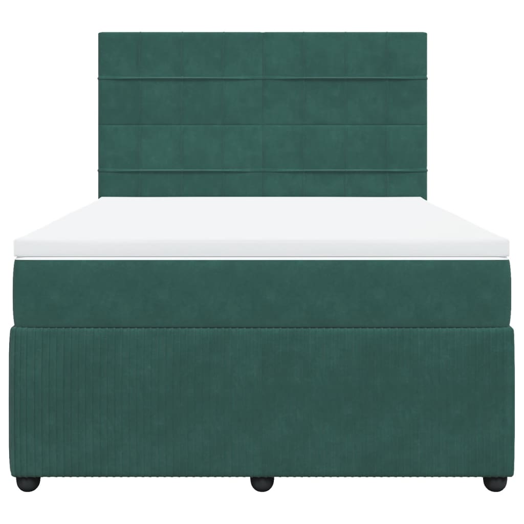 Boxspring met matras fluweel donkergroen 140x200 cm