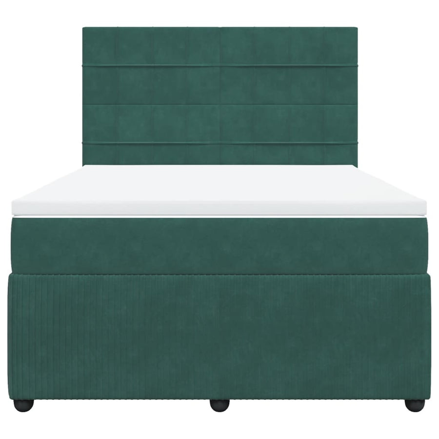 Boxspring met matras fluweel donkergroen 140x200 cm