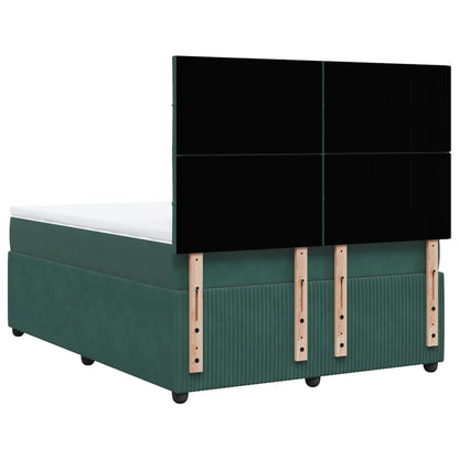 Boxspring met matras fluweel donkergroen 140x200 cm