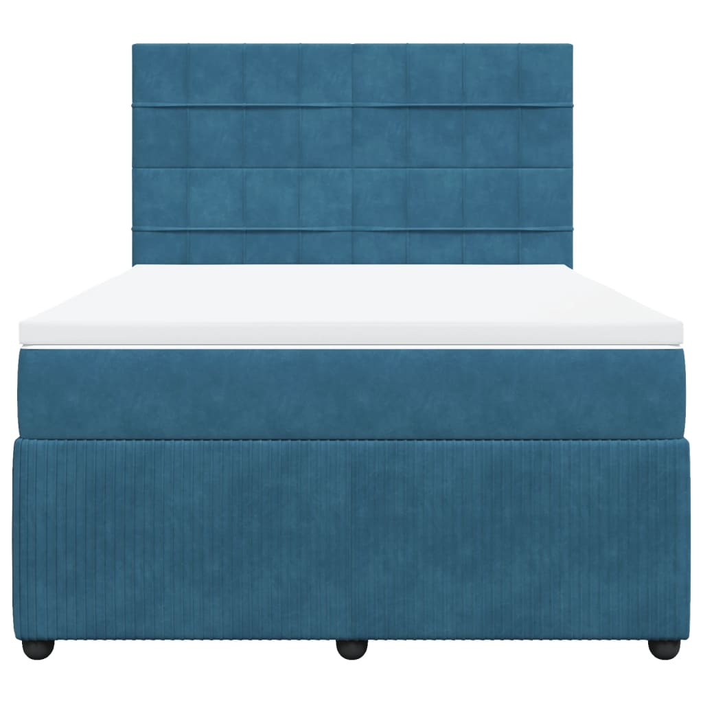 Boxspring met matras fluweel donkerblauw 140x200 cm