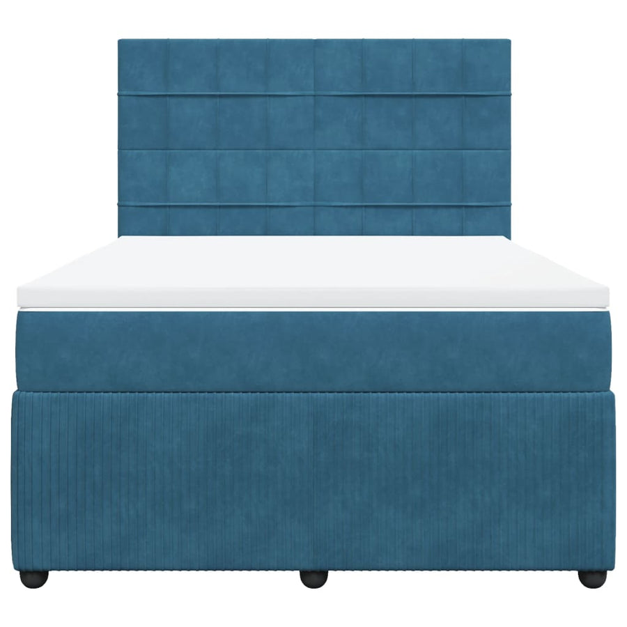 Boxspring met matras fluweel donkerblauw 140x200 cm