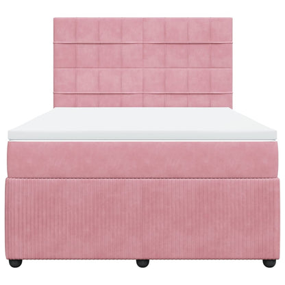 Boxspring met matras fluweel roze 140x200 cm
