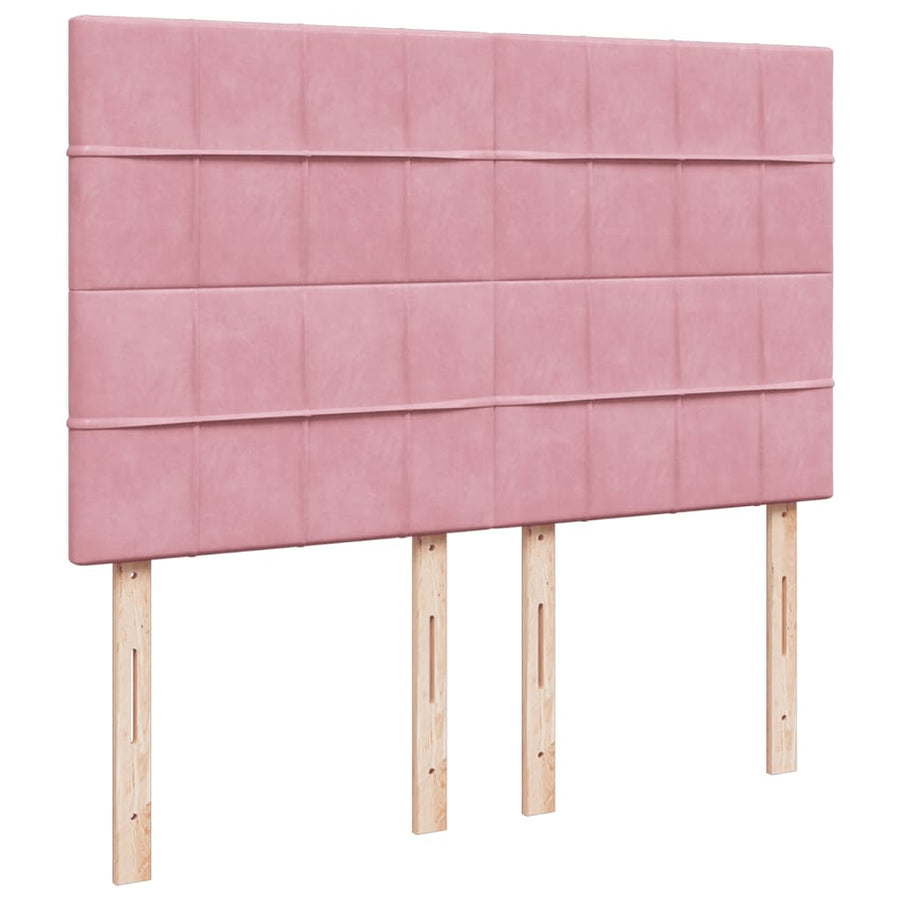 Boxspring met matras fluweel roze 140x200 cm