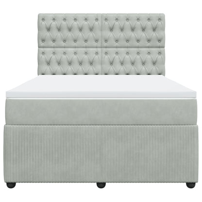 Boxspring met matras fluweel lichtgrijs 140x200 cm