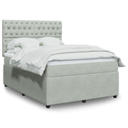 Box spring with velvet mattress light grey 140x200 cm