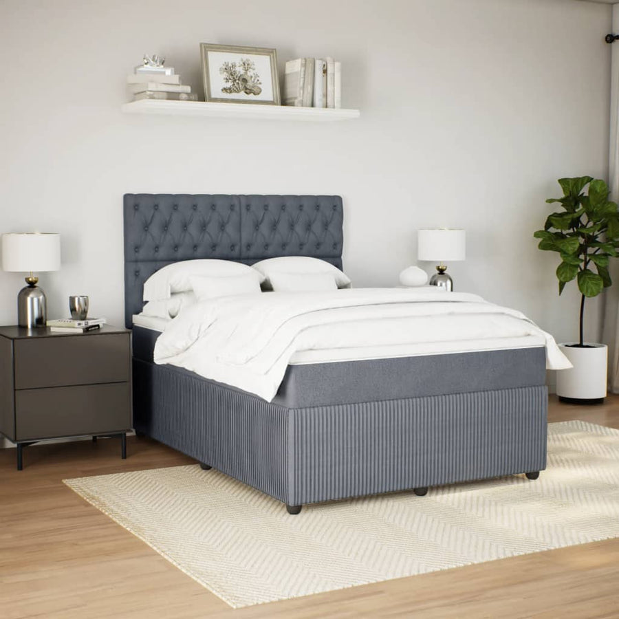 Boxspring met matras fluweel donkergrijs 140x200 cm