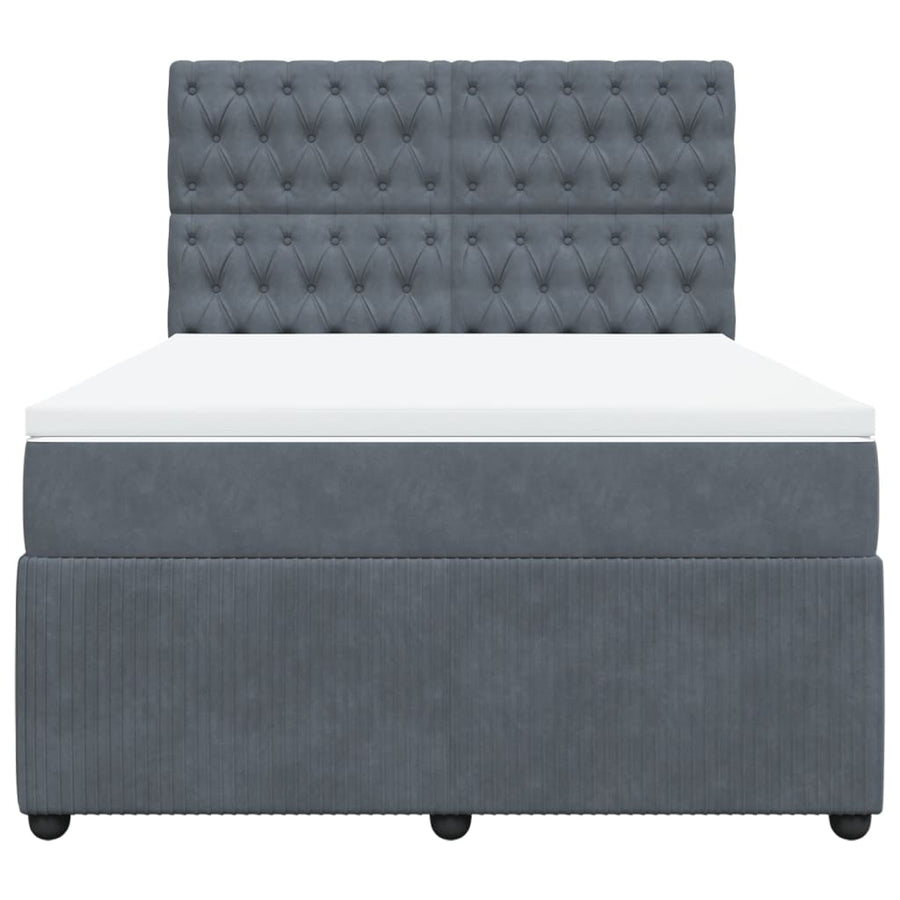 Boxspring met matras fluweel donkergrijs 140x200 cm