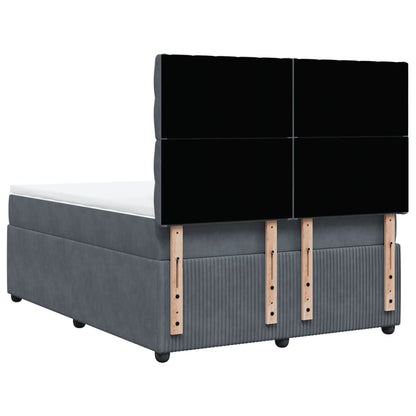 Boxspring met matras fluweel donkergrijs 140x200 cm