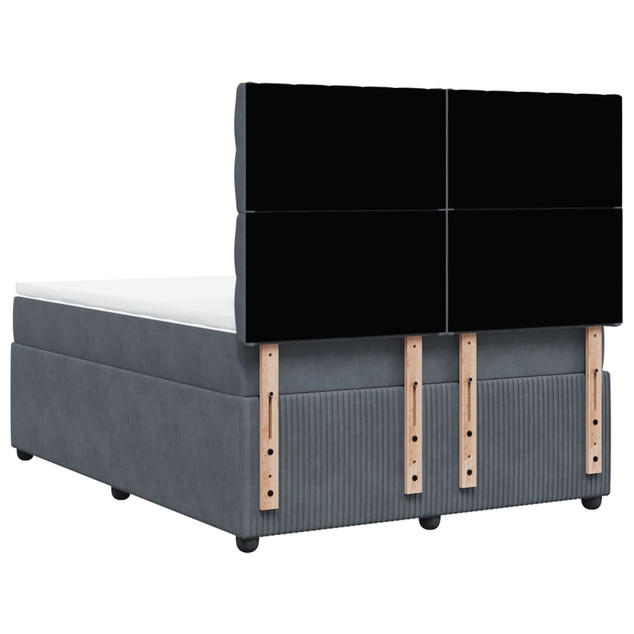 Boxspring met matras fluweel donkergrijs 140x200 cm
