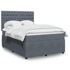 Box spring with velvet dark gray mattress 140x200 cm