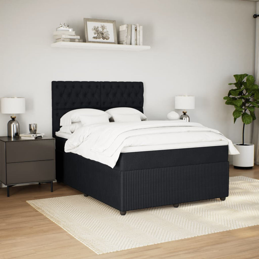Boxspring met matras fluweel zwart 140x200 cm