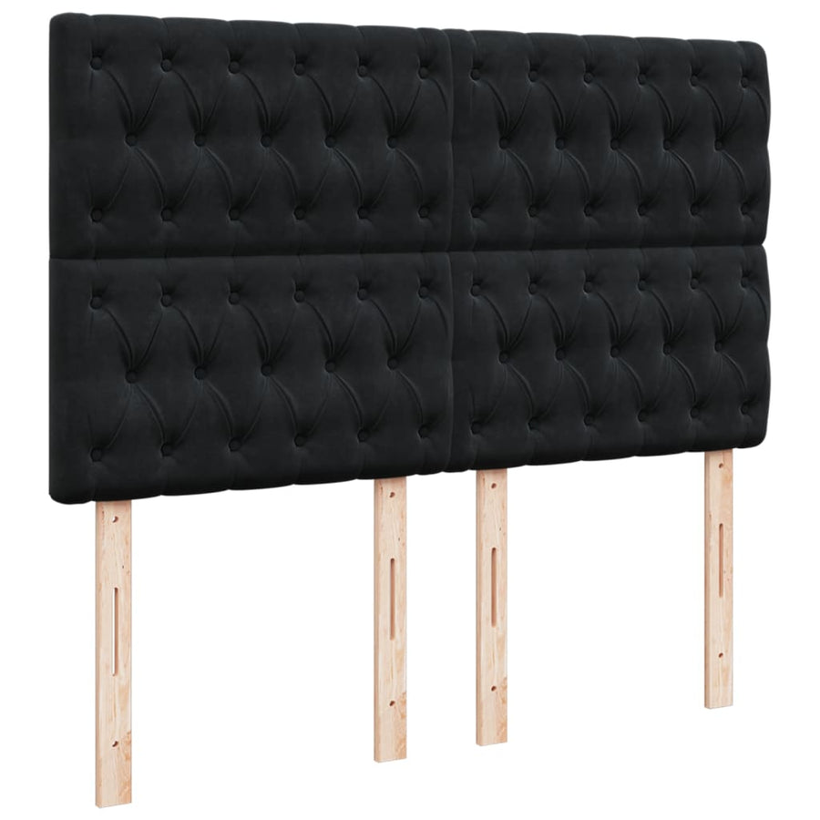 Boxspring met matras fluweel zwart 140x200 cm