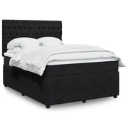 Box spring with velvet black mattress 140x200 cm