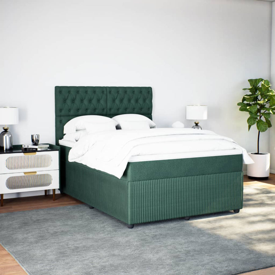 Boxspring met matras fluweel donkergroen 140x200 cm
