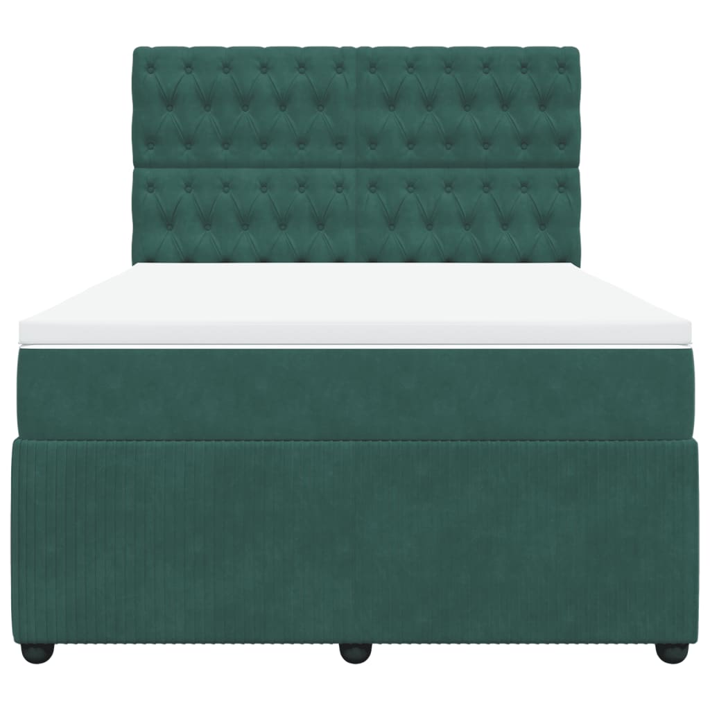 Boxspring met matras fluweel donkergroen 140x200 cm