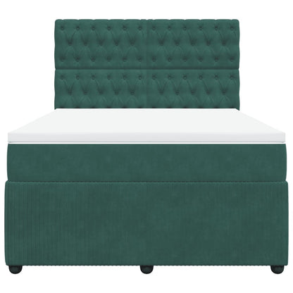 Boxspring met matras fluweel donkergroen 140x200 cm