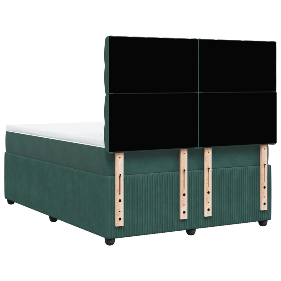 Boxspring met matras fluweel donkergroen 140x200 cm