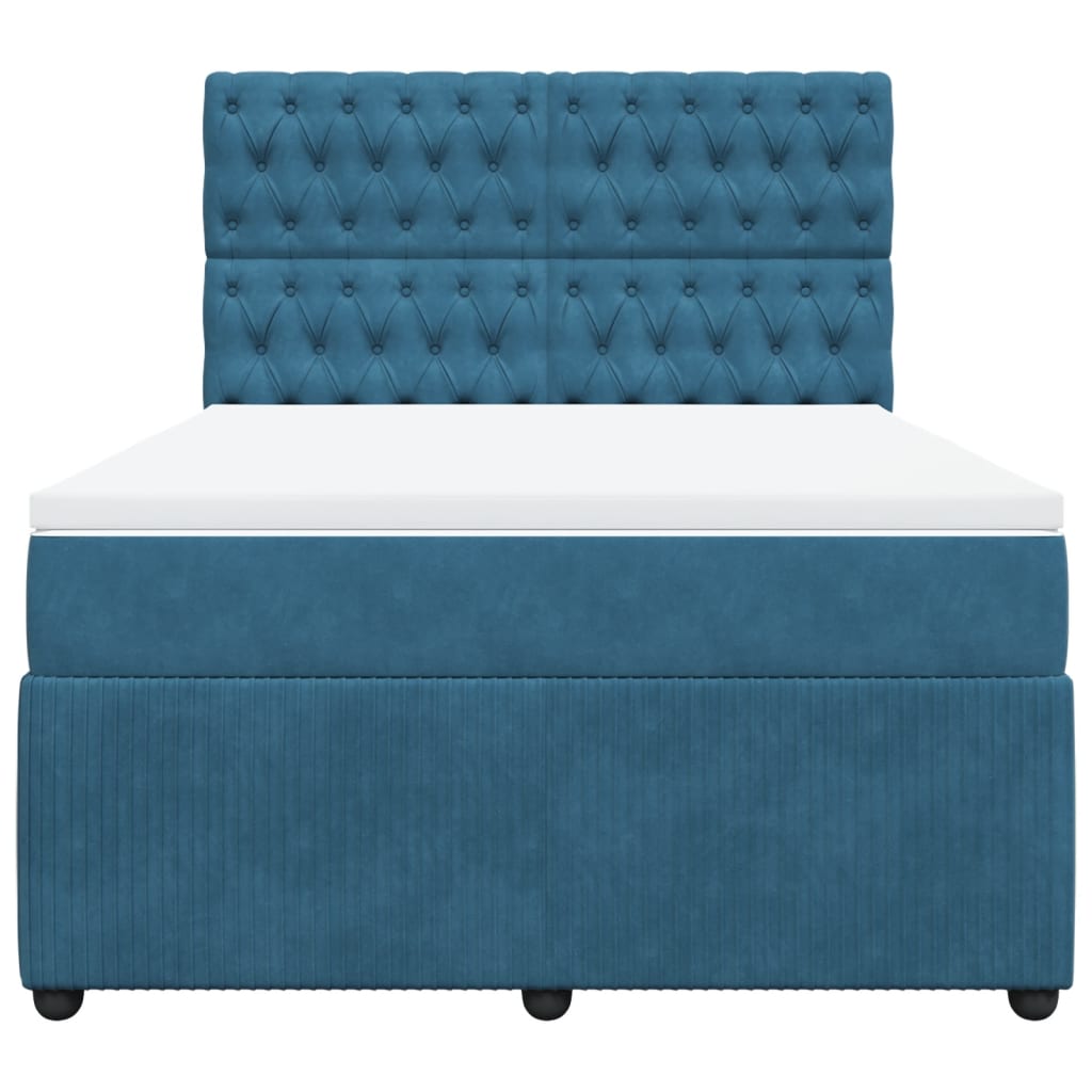 Boxspring met matras fluweel donkerblauw 140x200 cm
