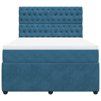 Boxspring met matras fluweel donkerblauw 140x200 cm