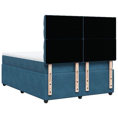 Boxspring met matras fluweel donkerblauw 140x200 cm