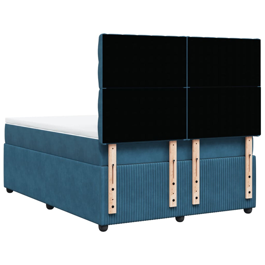 Boxspring met matras fluweel donkerblauw 140x200 cm