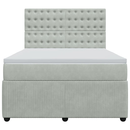 Boxspring met matras fluweel lichtgrijs 140x200 cm