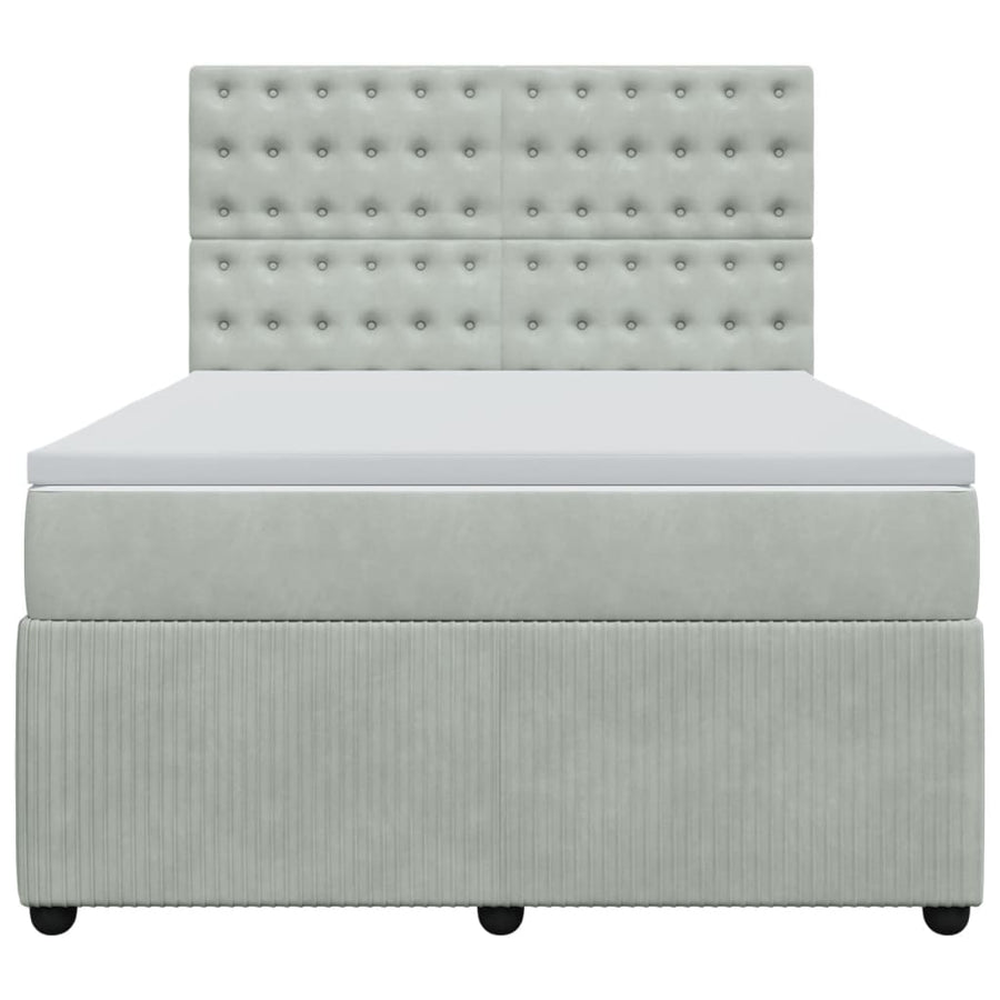 Boxspring met matras fluweel lichtgrijs 140x200 cm