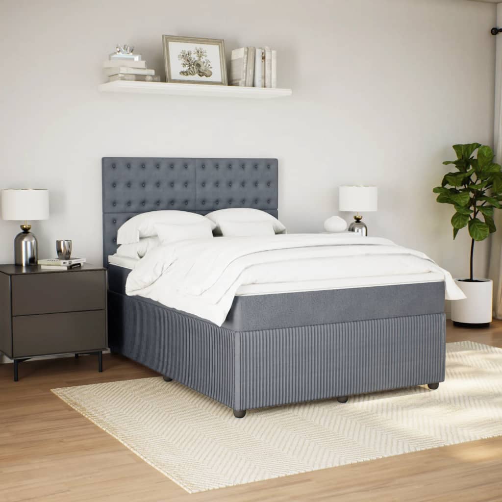 Boxspring met matras fluweel donkergrijs 140x200 cm