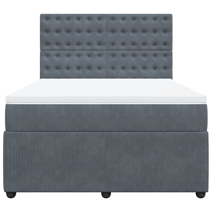 Boxspring met matras fluweel donkergrijs 140x200 cm