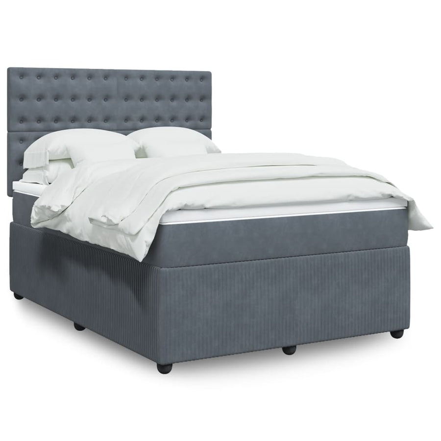 Boxspring met matras fluweel donkergrijs 140x200 cm