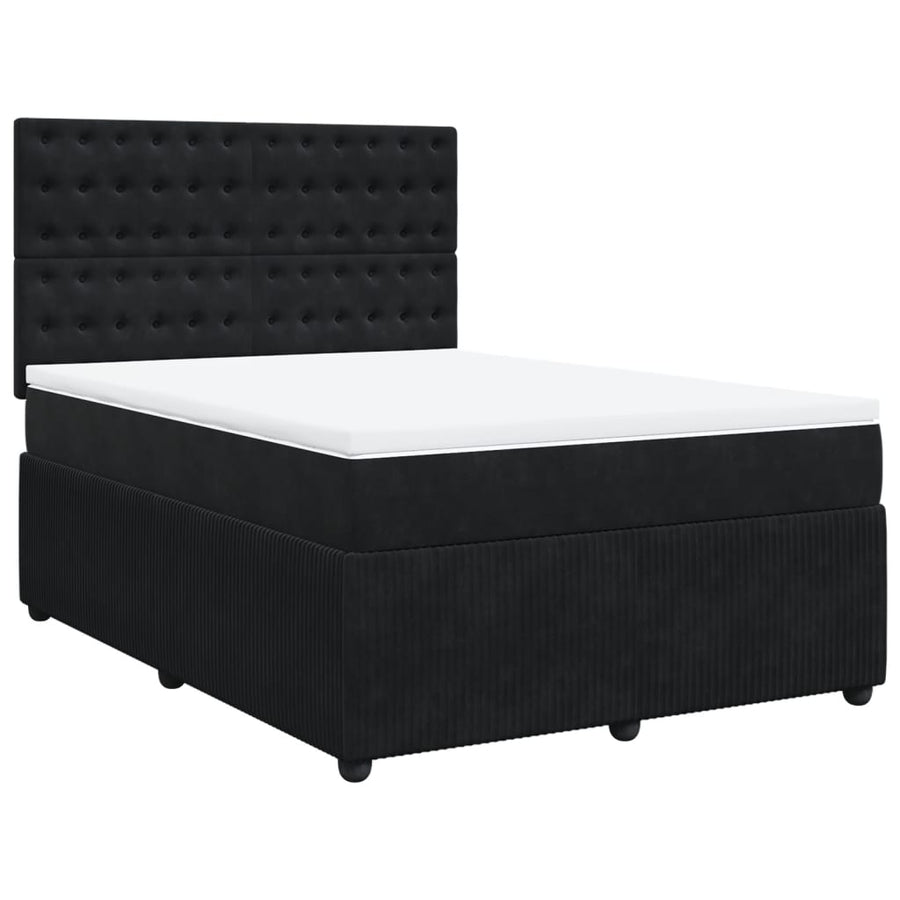 Boxspring met matras fluweel zwart 140x200 cm