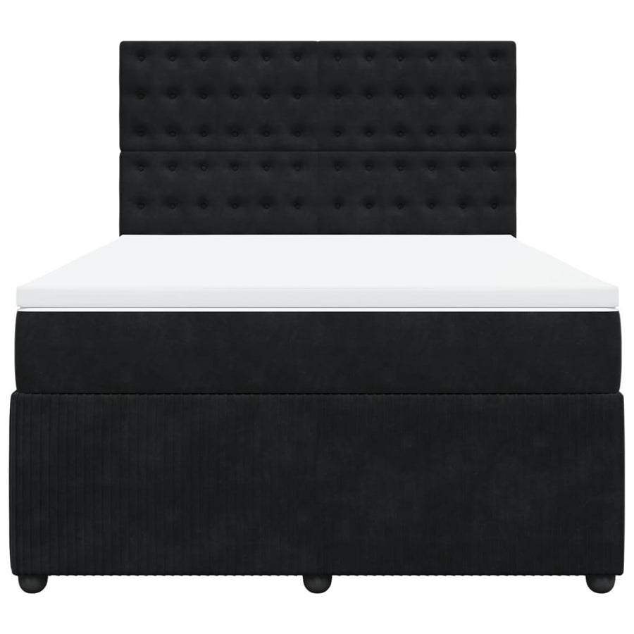 Boxspring met matras fluweel zwart 140x200 cm