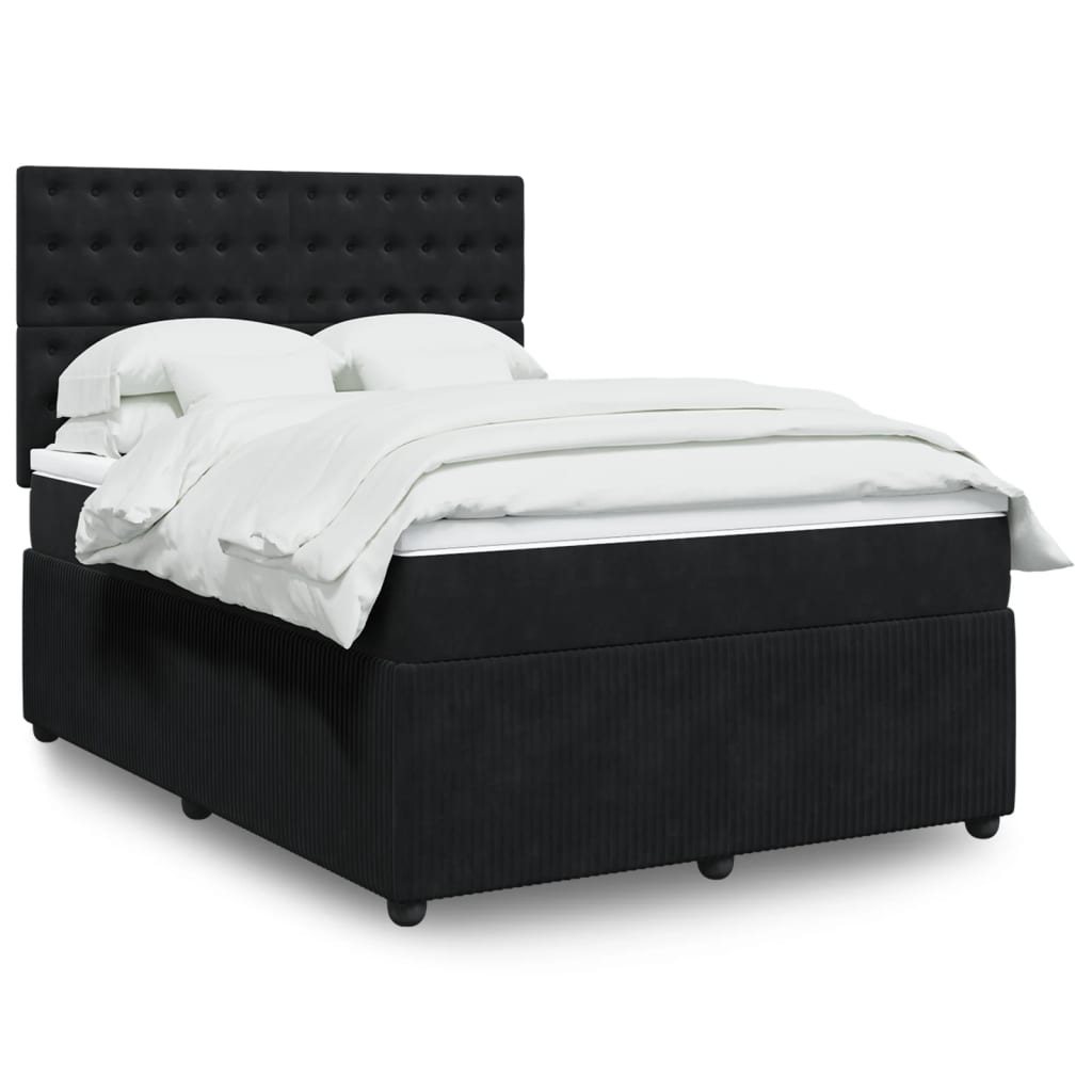 Boxspring met matras fluweel zwart 140x200 cm