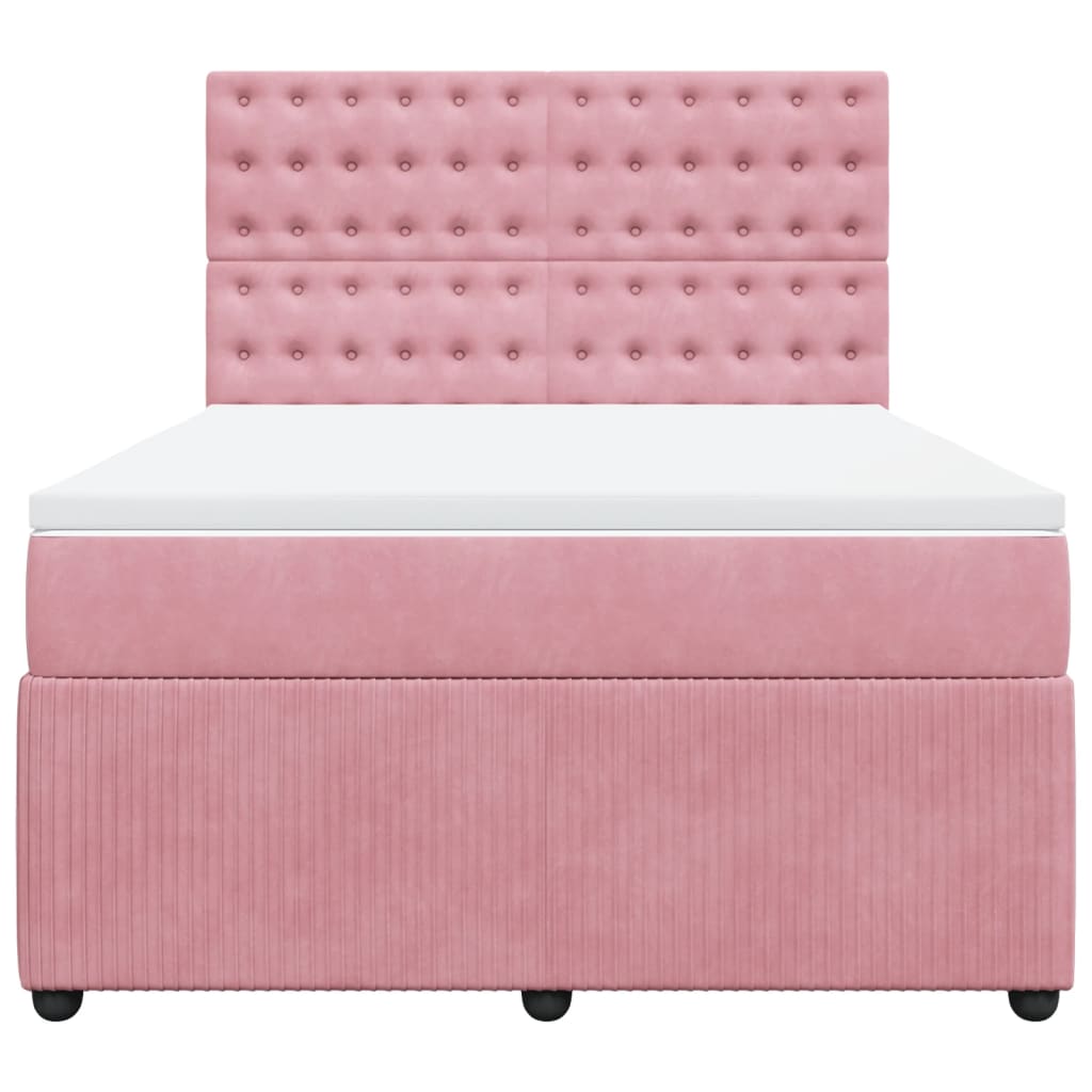 Boxspring met matras fluweel roze 140x200 cm