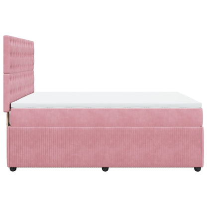 Boxspring met matras fluweel roze 140x200 cm