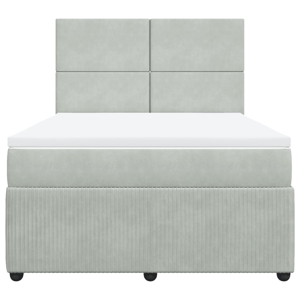 Boxspring met matras fluweel lichtgrijs 160x200 cm