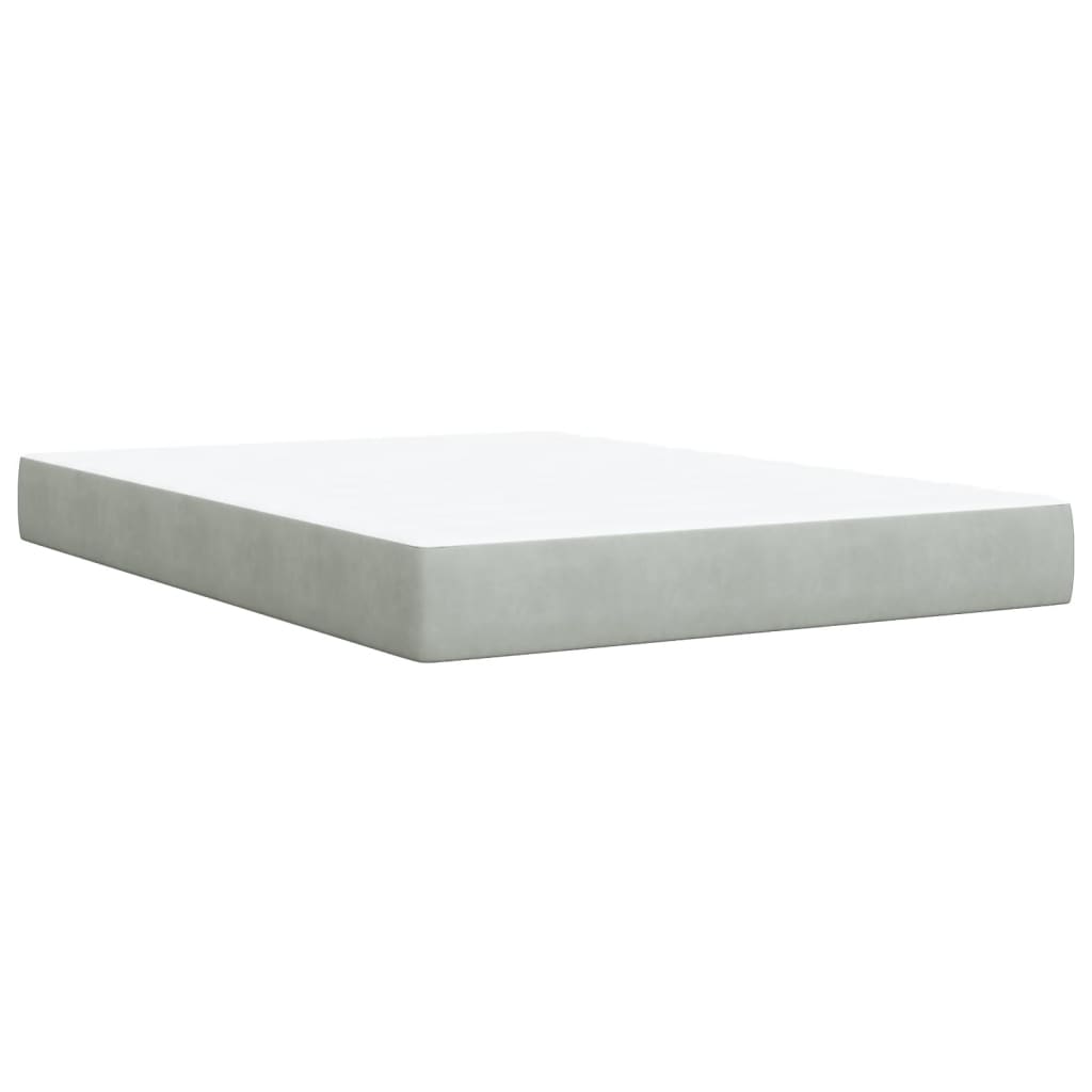 Boxspring met matras fluweel lichtgrijs 160x200 cm