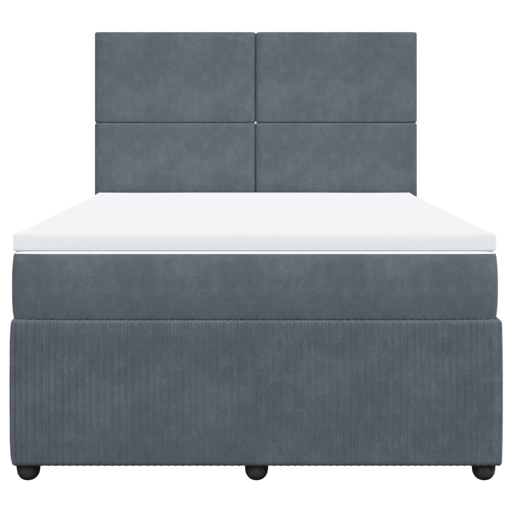 Boxspring met matras fluweel donkergrijs 160x200 cm