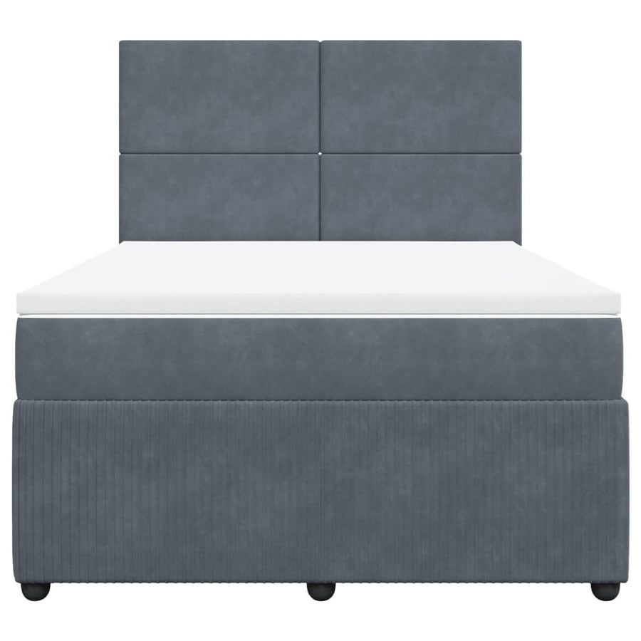 Boxspring met matras fluweel donkergrijs 160x200 cm