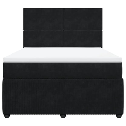 Boxspring met matras fluweel zwart 160x200 cm