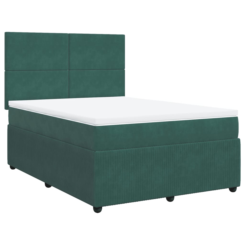 Boxspring met matras fluweel donkergroen 160x200 cm
