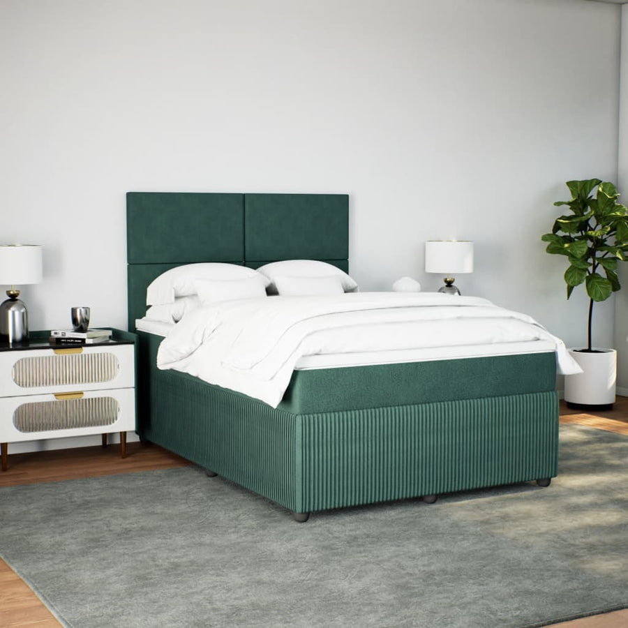 Boxspring met matras fluweel donkergroen 160x200 cm
