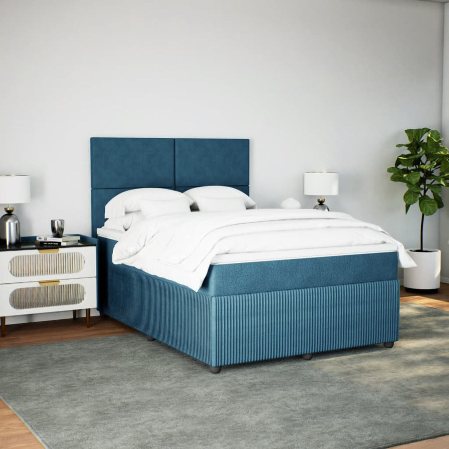 Boxspring met matras fluweel donkerblauw 160x200 cm